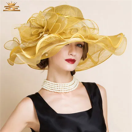 Nieuwe Collectie Church Hat Sinamay Hoed Dames Zomer Hoed Nieuw ontworpen Sinamay With Organza Hat Becastiful Heoorwear voor zomer vrouwen hoed