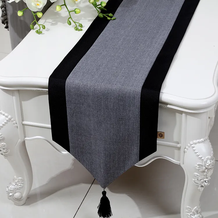 Plain Patchwork Short Length Table Runner Chinese style Cotton Linen Modern Simple Coffee Table Cloth Dining Table Protective Pads 150x33cm