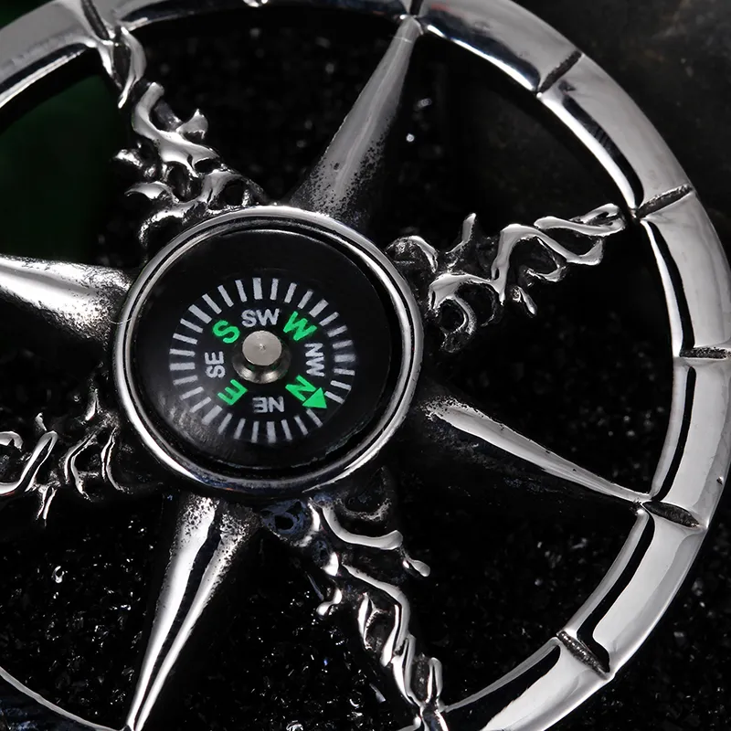 Nowy Design Best Jewelry Prezent Dla Przyjaciół Najwyższej Jakości 316L Ze Stali Nierdzewnej Biker Cool Compass Wisiorki męskie Naszyjnik