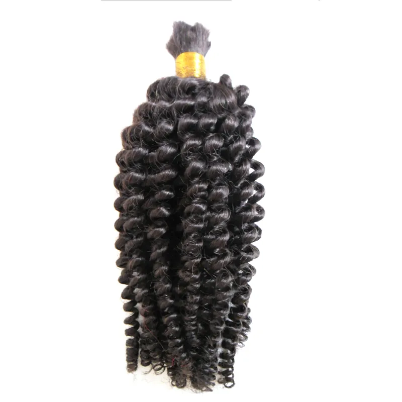 Human kinky curly braiding hair no weft human hair bulk for braiding 100g natural black hair