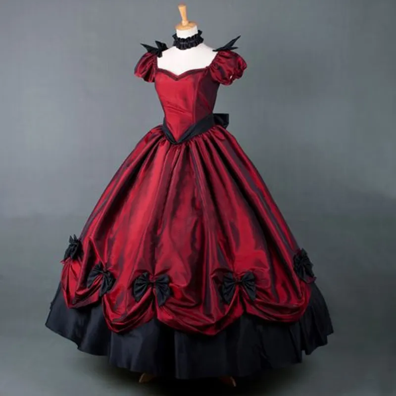 red victorian dresses Red Victorian Era Gala Dresses Children Burgundy Embroidery Lace Victorian  Renaissance Ball Gown