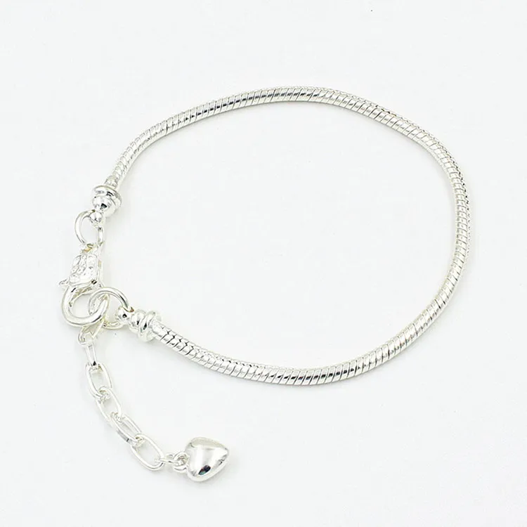 Hot 925 Sterling Silver Plated Bracelets Snake Chain charm bracelet Compatible with Pandora Charm Beads diy Jewelry wholesale bracelets