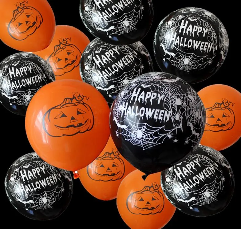 Хэллоуин латексные воздушные шары, украшение вечеринки апельсиновое черное череп тыква призрачная летучая мышь или угощение.