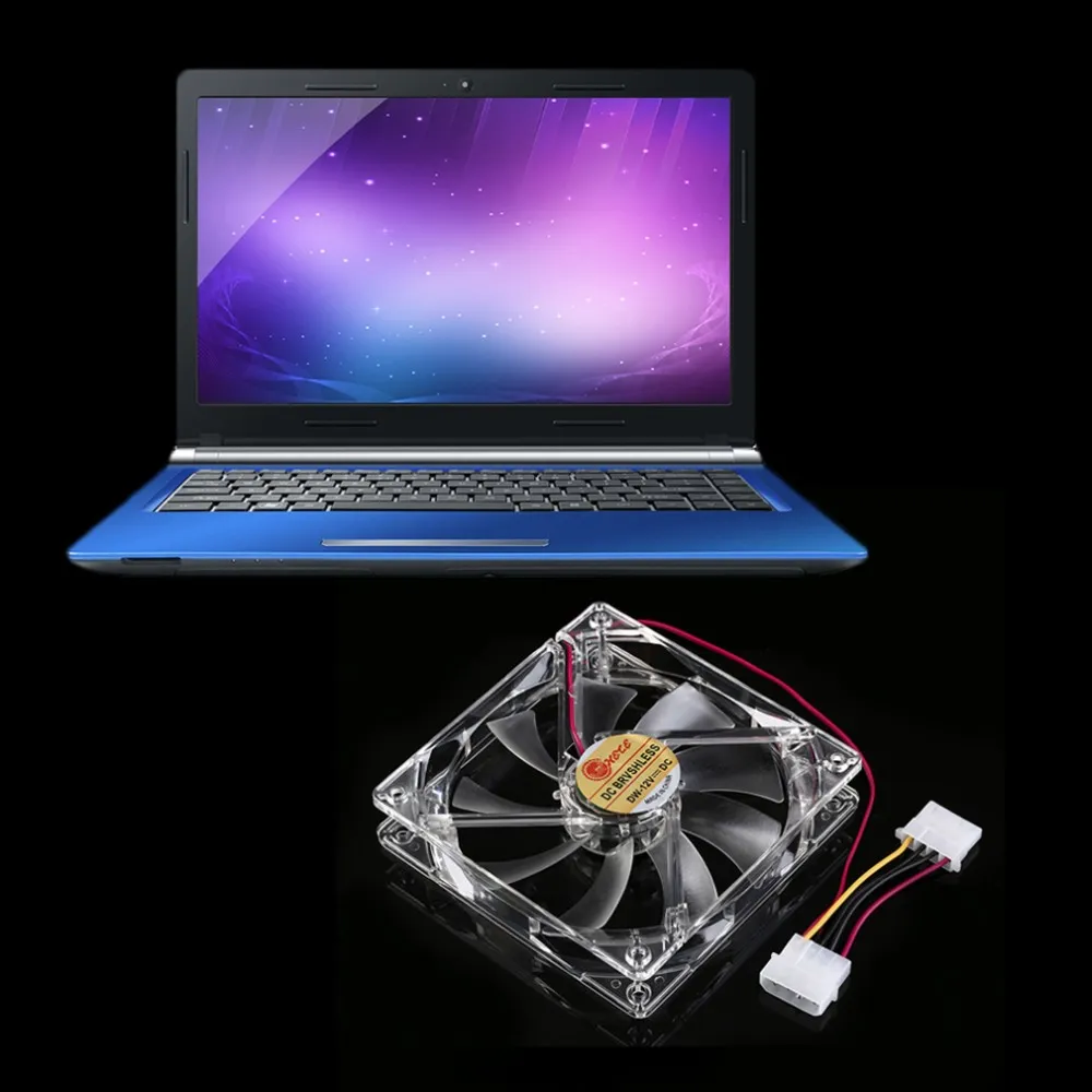 12025 12cm Hele Brushless PC Computer Clear Case Quad 4 Blue/Red/Colorful LED Light 9-Blade CPU Cooling Fan 12V grossist