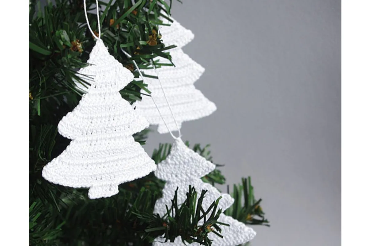 $ 9.99 envío gratis Adornos navideños blancos - Adornos navideños de ganchillo - Juego colgante árbol de Navidad de 12