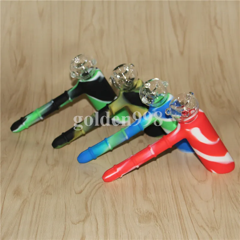 Date percolateur Silicone eau bong fumer tuyaux marteau plate-forme pétrolière bongs silicone barboteur bong verre barboteur tuyaux