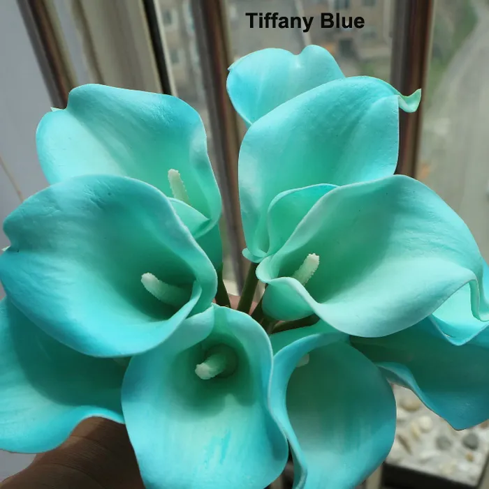 Real Touch 15 Artificial Calla Lily Blue Orchid Flower Bouquet In