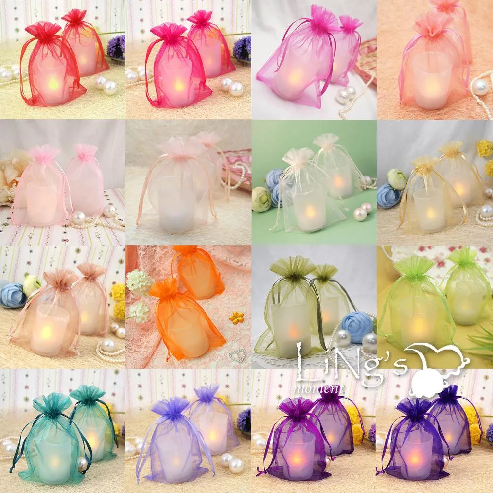 Gift Bags Organza Wedding Party Favor Decoration Gift Candy Sheer Purple Wedding Gift Bags Candy Color Silk Gift Bags