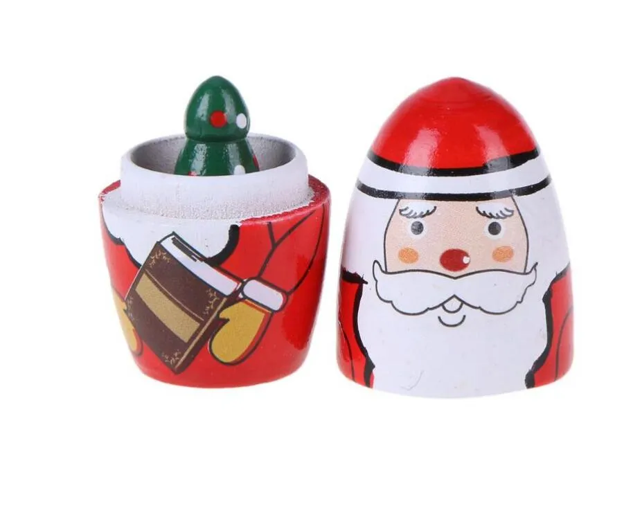 나무 matryoshka 인형 아기 장난감 중첩 인형 사랑스러운 크리스마스 눈사람 산타 클로스 그림 러시아 인형 아이 선물