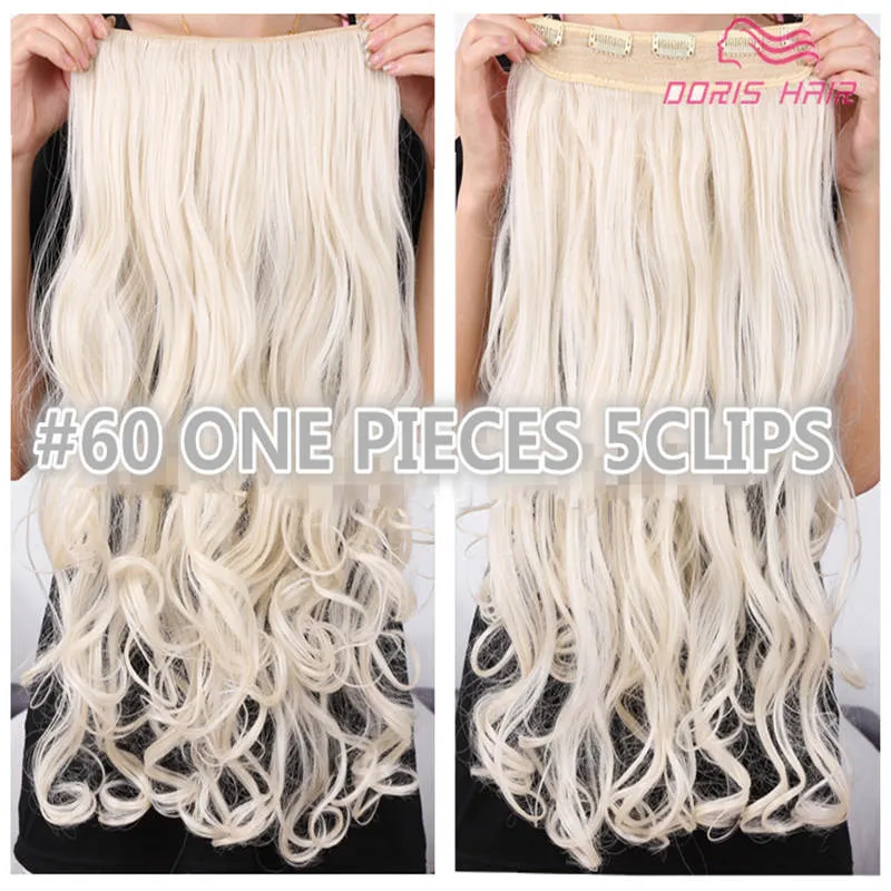 Best quality Clip in hair extension 5clips one pieces 130g full head body wave brown blond in stock synthetic hair fast shipping