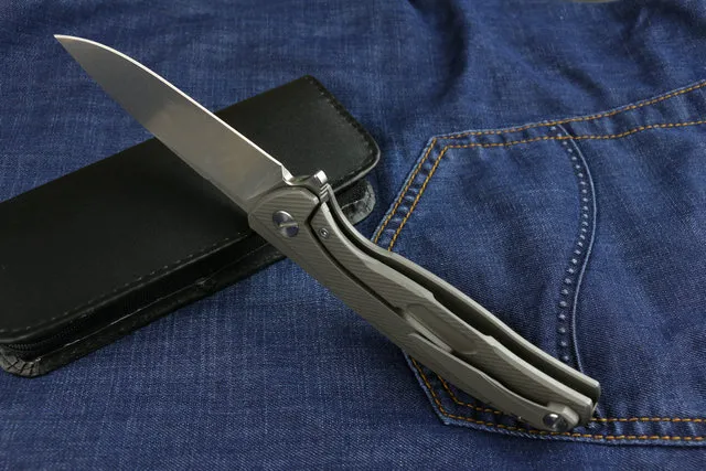 Klassisk High End D2 Steel Flipper Folding Kniv 60hrc StoneWash Finish Blade Knives Utomhus Survival Tactical Knives