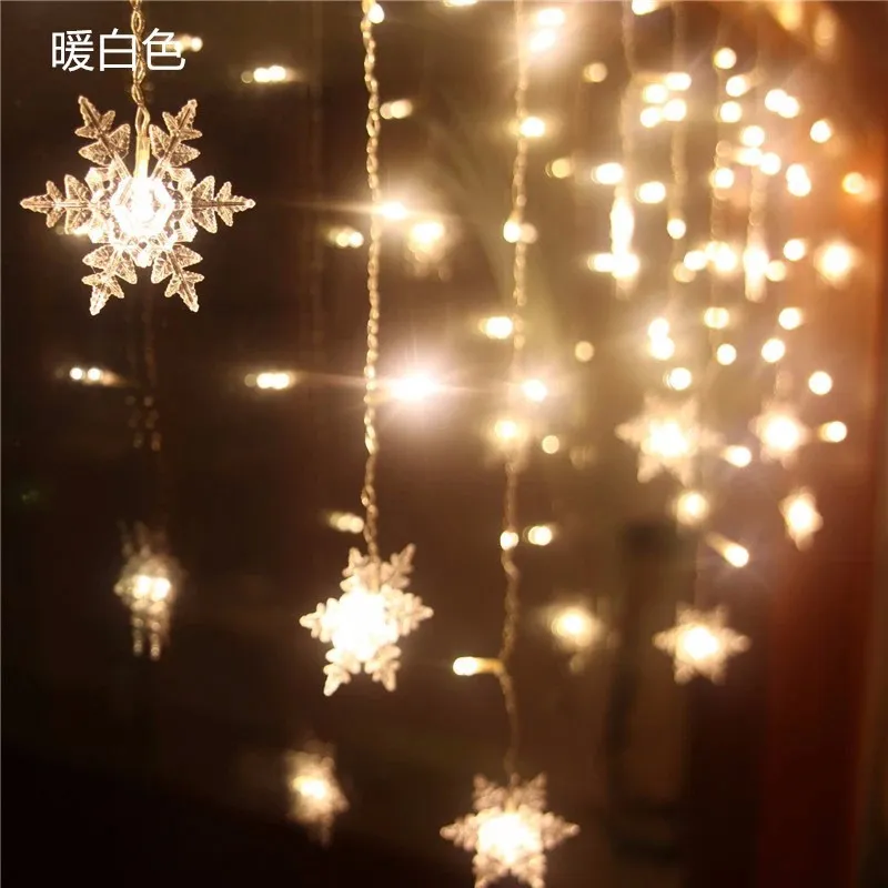 3.5M 100SMD Fiocco di neve LED Stringa di luci tende Festoon Lights Holiday Christmas Wedding party Decor