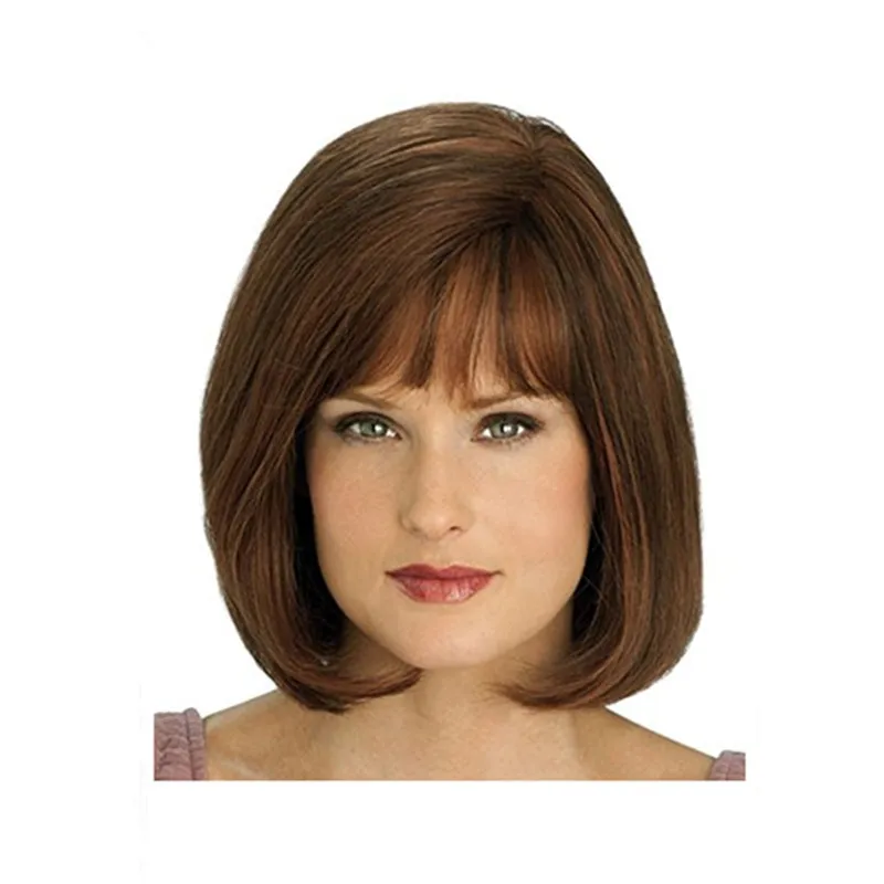 High Quality Short Brown Synthetic Curly Bob Wig With Jennifer