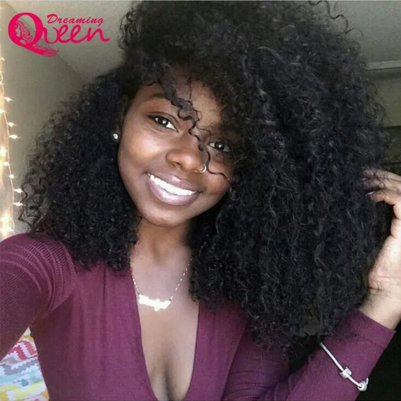 Brazylijska Afro Curly Wig Virgin Hair 13 * 4 Koronki Członek Ludzkich Włosów Peruki dla Czarnych Kobiet Pre wyrwanych wybielonych węzłów