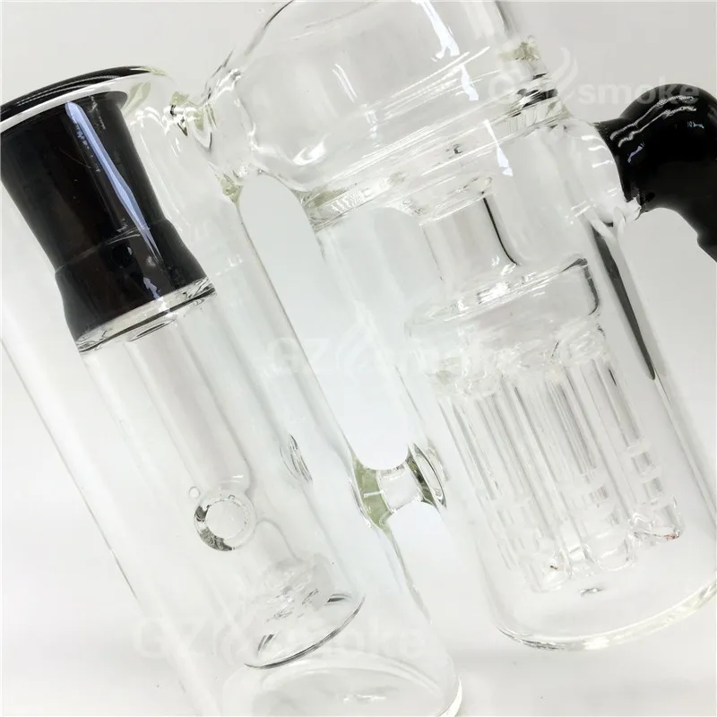 Nwe black 14mm 18mm double 8arms ashcatcher for glass bongs ash catcher smoking water pipes with quartz nail thick heavy pipes hookahs