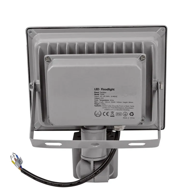 Luz de inundación LED PIR, Sensor de movimiento, iluminación exterior, 10W, 20W, 30W, 50W, resistente al agua, IP65, AC85-256V, lámpara de sentido de inducción, luz de jardín