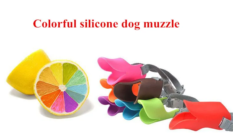 D22 novo colorido ajustável silicone focinho de cachorro evitar latidos de cachorro tamanho s para cães pequenos9150732