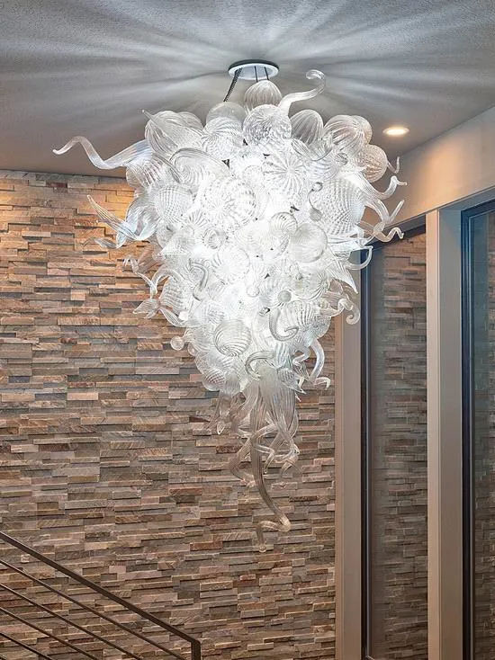 Lampy AC 110V / 240 V LED Styl Source Styl Murano Ręcznie Dmuchanie Clear Glass Ball Chandelier do dekoracji domu