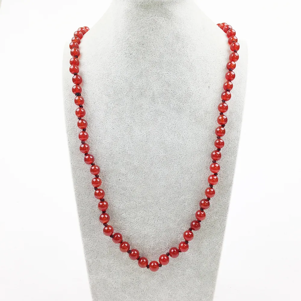 ST0292 Ladies Hot Red Agate Necklace 38'' knotted Agate Necklaces for women Customized size Boho Jewelry 2016