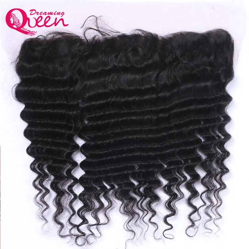 Cheveux vierges brésiliens non transformés vague profonde 3 paquets avec oreille à oreille Base en soie dentelle frontale 100 cheveux humains 1113932