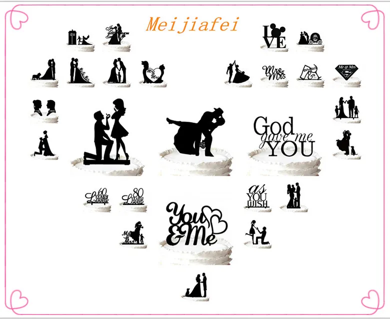 Family Cake Topper Bride and Groom Hand con su lindo Hijo Silhouette de la boda Topperpara la opción 7110520