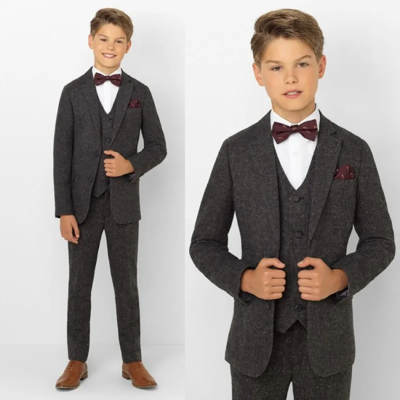 Boys Tuxedo Boys Dinner Suit For Wedding Formal Suits Tuxedo for Kids Formal Occasion Suits For Little Men (Jacket+Pants+Vest+Bow Tie)