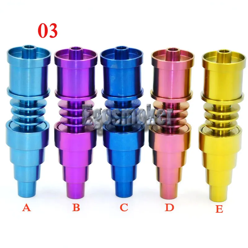 GR2 Titane Ongles 6 en 1 10mm14mm18mm Mâle Femelle Joint taille Coloré Fumer Verre Quartz Domeless Ongles Banger Carb Cap Dab Rig Nail