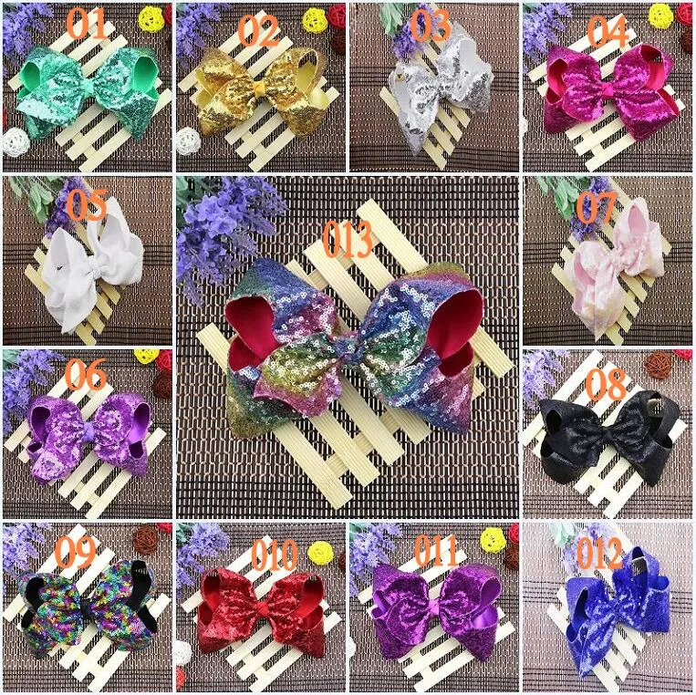 Lovely Girls Sequin Hair Bows With Clips for Kids Handmade Large Bling Rainbow Sequin Bows Hairgrips Haaraccessoires