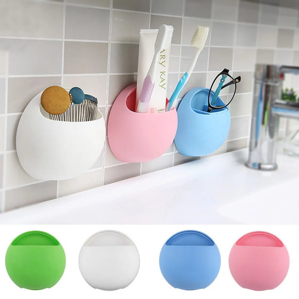 Groothandel- schattige eieren ontwerp tandenborstel houder zuighaken cups organizer badkamer accessoires tandenborstel houder cup wandbevestiging sucker w1