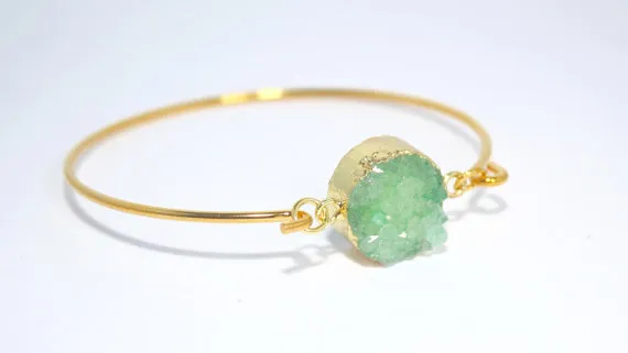 Mode druzy drusy armband guldpläterad imitera oregelbunden natursten armband armband för kvinnor smycken