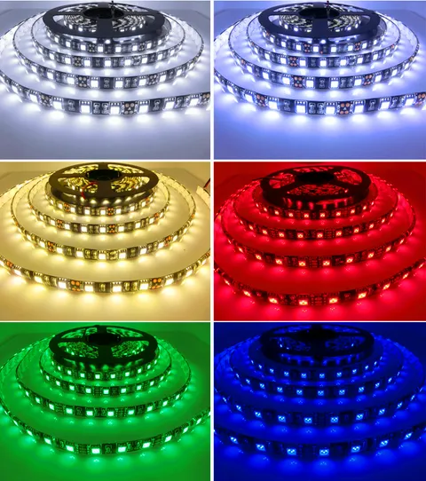 黒いPCB LEDストリップ5050 DC12V IP65防水60LED / M 5M /ロットホワイトウォームホワイトレッドグリーンブルーRGB 5050 LEDストリップ