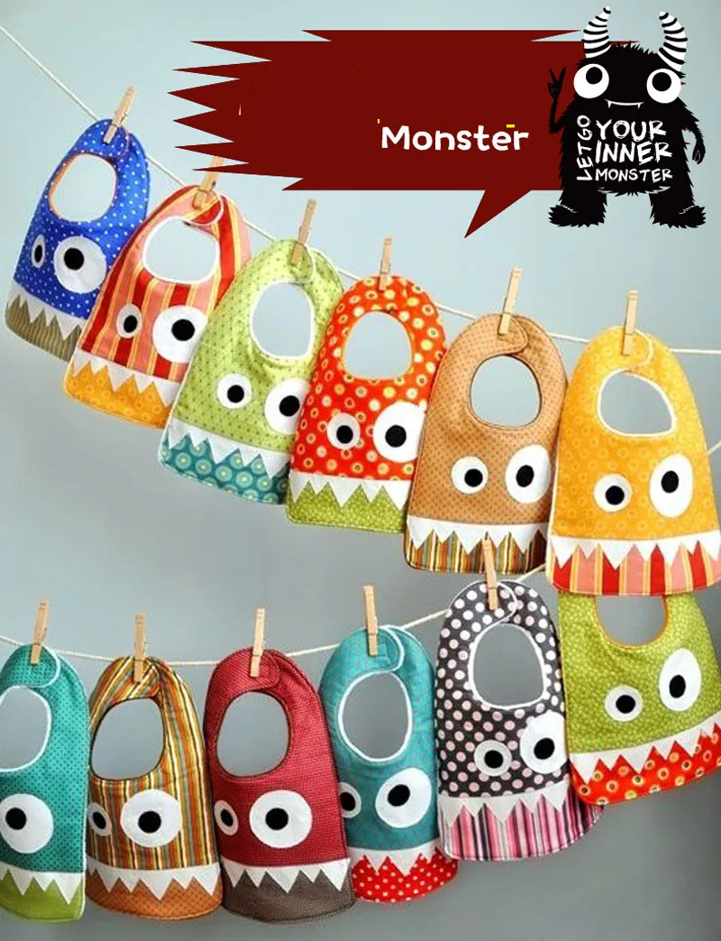 2017 Babys In Bibs Burp Cloths Little Monsters Cartoon Saliv Handduk Baby Bomull Saliv Baby Bib Barn Baby Bib Gratis Sgipping