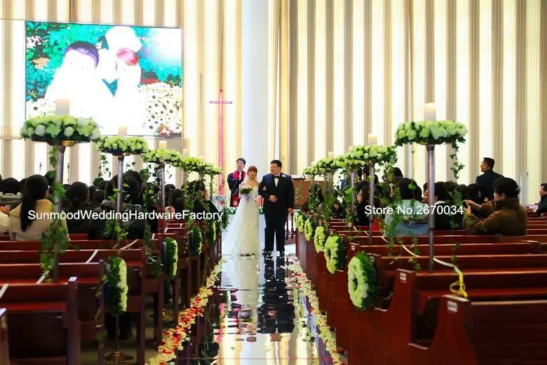 Centro de mesa de boda de columna de cristal mental plateado, soporte de pasarela de pilares de soporte mental, columnas de boda decoración de boda usada