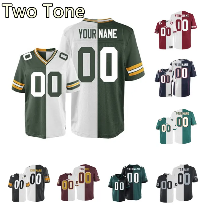 Wholesale 2016 New Mens Custom Two Tone Split Football ALL TEAM Jerseys Authentic Personality