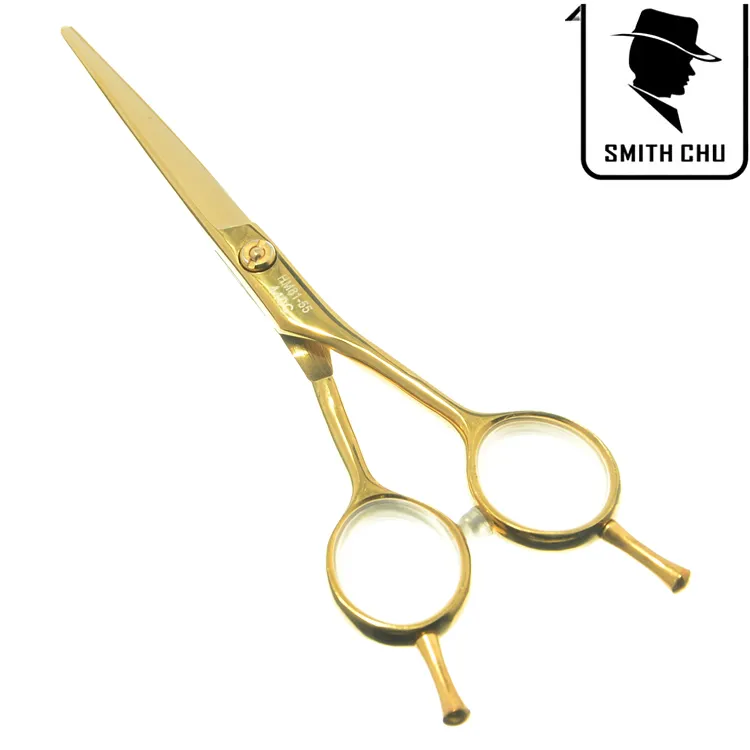 5.5Inch Smith Chu Gratis frakt Fashion Hair Scissors skärande sax med två-tailed gult hår sax för frisörer JP440C, LZS0026