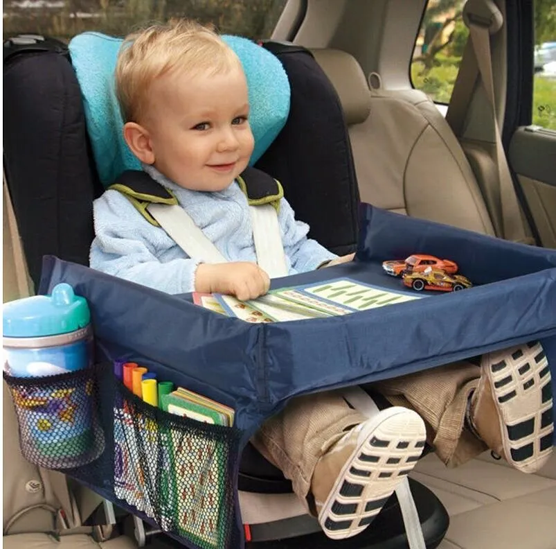 Baby Car gioco spuntino vassoio portatile sicurezza Tabella piegato impermeabile On The Go Snack vassoio Facile da pulire Automobile supporto notebook