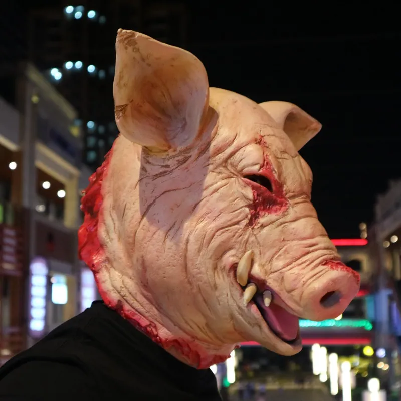 Wholesale New Fake Pig Mask New Adult Scary Face Horror Halloween Animal Party Pig Mask Costume Halloween Funny Cosplay Props