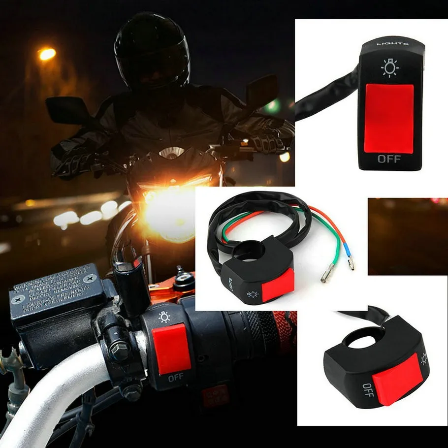 motorcycle fog light switch 7/8" handlebar ON/OFF button bullet connector 12v DC electrical system Hot Selling