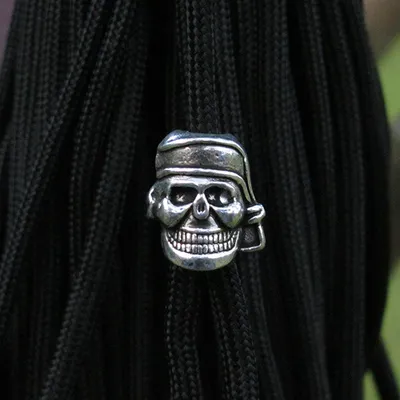 50pecKeychain Ring Buckle DIY String outdoor paracord accessories Pendant Metal Skull beads Pirate Camping