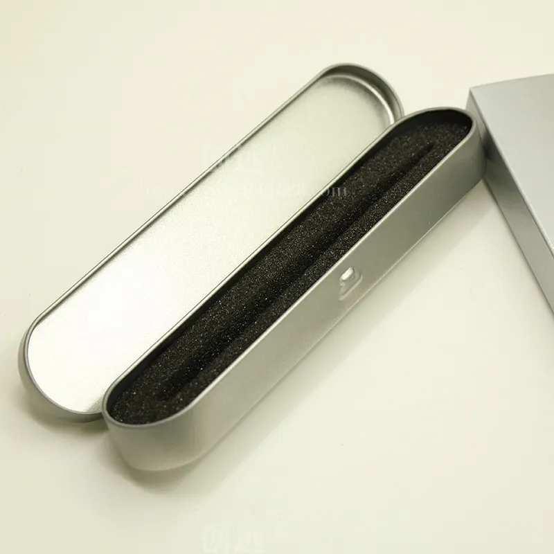 Metal Tin Pencil Cases Single Pen Empty Silver Storage Box Case with Sponge Gift Boxes Organizer