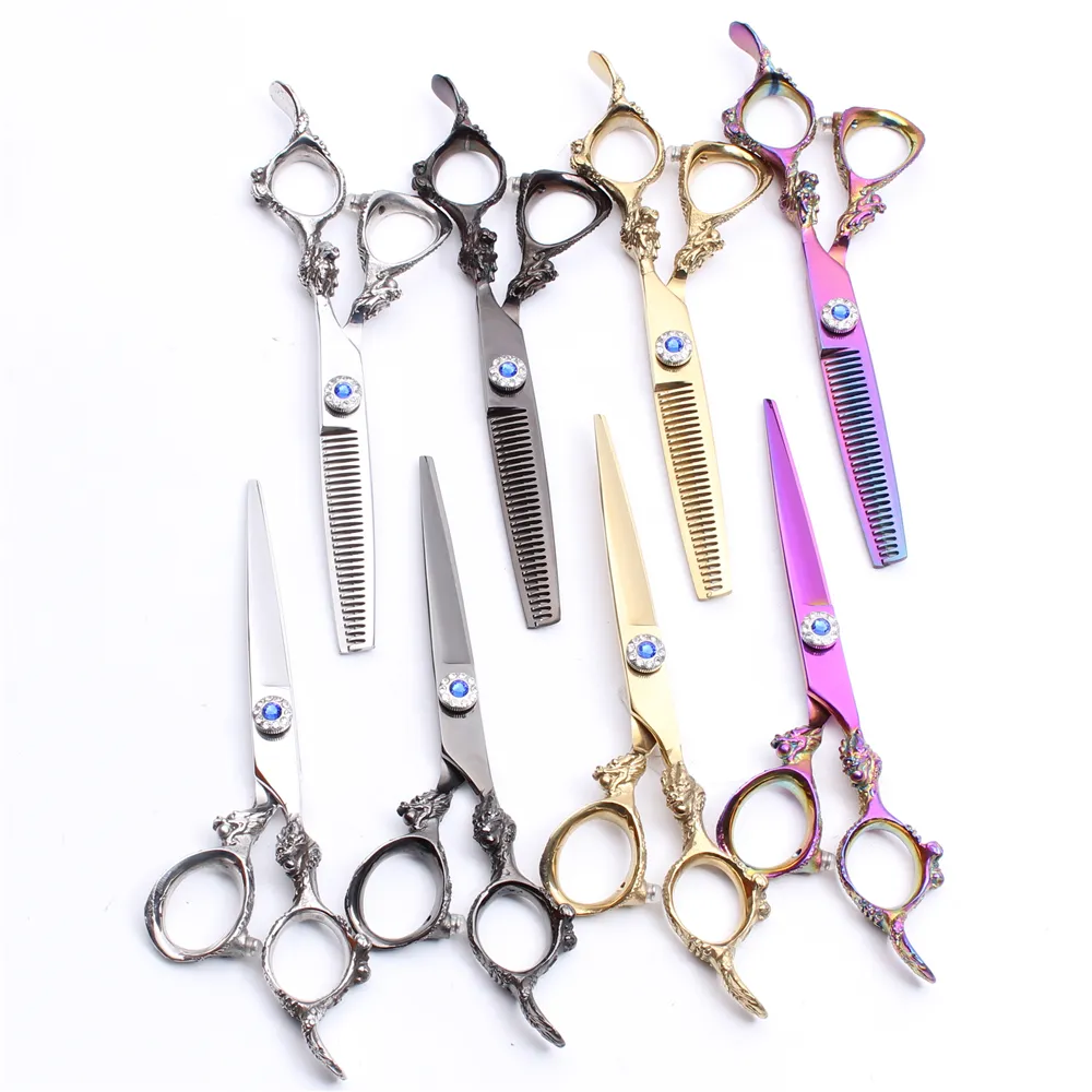 C9004 6 Inch 440C Customized Logo Professional Human Hair Scissors Barbers039 Hairdressing Scissors Cutting Thinning Shears Sal7715098