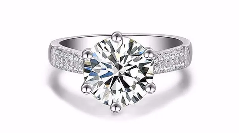 Yhamni Pure Solid Silver Pierścienie Zestaw Big 2 Carat Sona Cz Diamond Pierścień zaręczynowy Prawdziwy srebrne obrączki dla kobiet XR0398460801