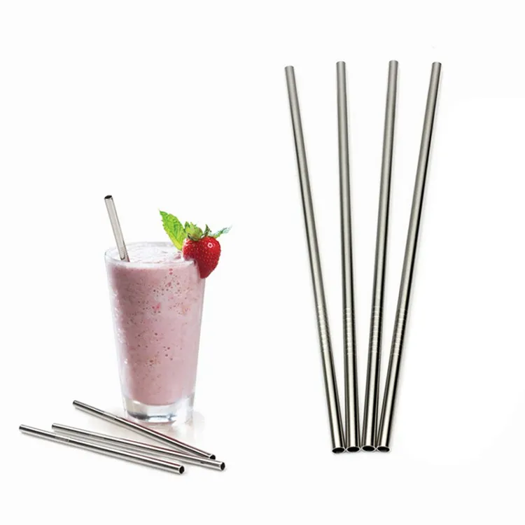 Wholesale Eco-Friendly Straight Metal Drinking Straw Stainless Steel Reusable Straws For Beer Fruit Juice Drink wen4564