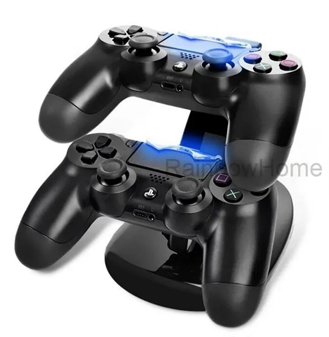 Dual Charging Stand USB Charger Dock Station for Playstation DualShock 4 PS4 XBOX ONE Controller Gamepad Mount Holder LED Light Airplane