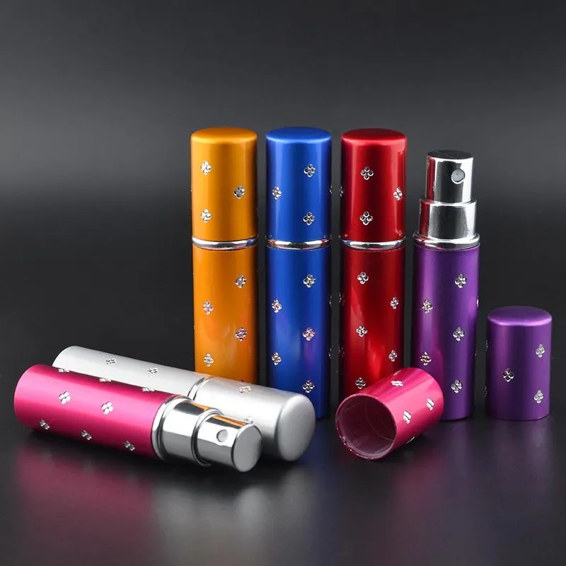 5ml Aluminum Spray Empty Bottle Plum Blossom Refilable Small Perfume Spray Atomizer Glass Bottle