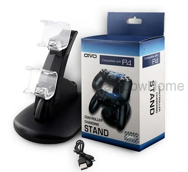 Dual Charging Stand USB Charger Dock Station for Playstation DualShock 4 PS4 XBOX ONE Controller Gamepad Mount Holder LED Light Airplane
