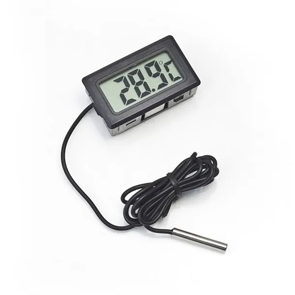 2 mètres de ligne FY-10 Thermomètre Intégré Professinal Mini LCD Capteur de température numérique Congélateur Thermomètre -50-110C Contrôleur Noir Blanc