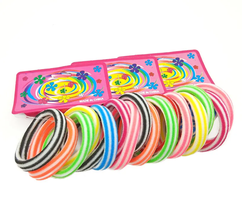 Partier 72 st Packstorlek 4cm randig färgade elastik gummiband hårtillbehör Färgglada pannband flickor tie9937429