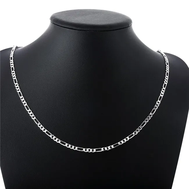 Julklapp 4mm herrhalsband 'Sterling Silver Plated Necklace STSN102 Hela mode 925 Silverkedjor Halsband265T