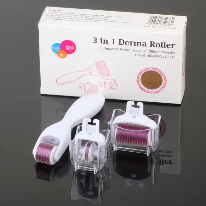 180pins 600pins 1200pins 3 i 1 Derma Roller Micro Needle Roller Skin Care Micro Needle 3 i 1 Derma Roller Kit